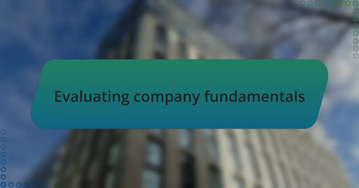 Evaluating company fundamentals