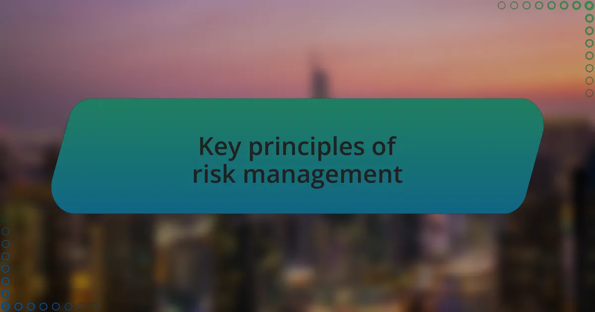 Key principles of risk management