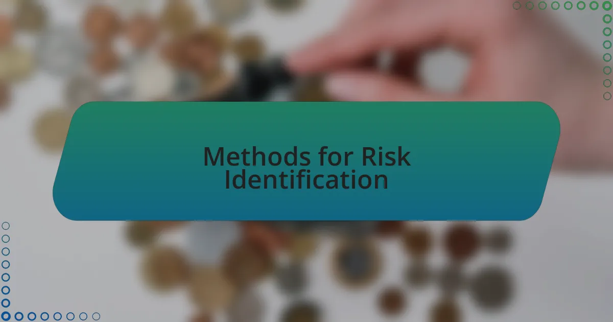 Methods for Risk Identification