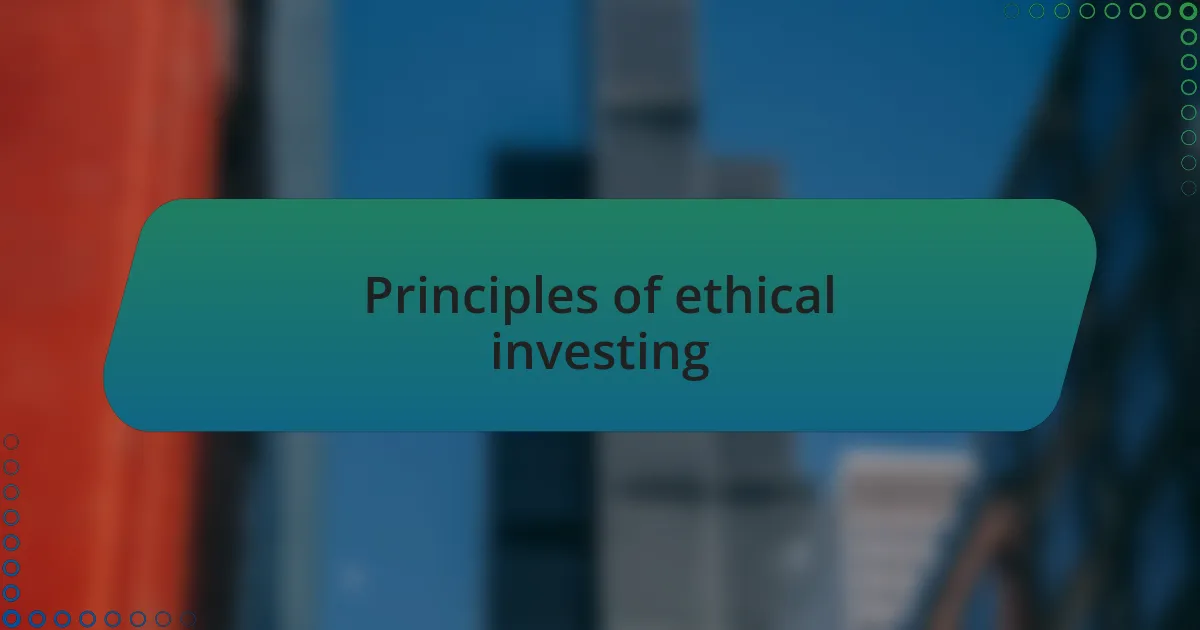 Principles of ethical investing